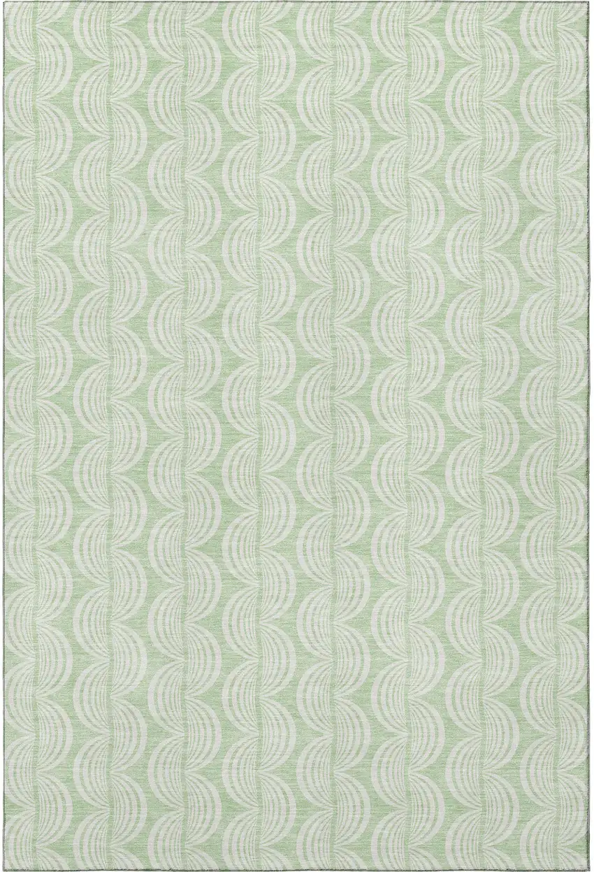 Mint Green And Ivory Ogee Washable Area Rug With UV Protection Photo 4