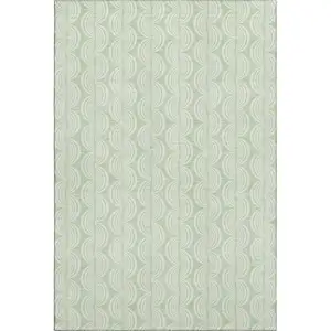 Photo of Mint Green And Ivory Ogee Washable Area Rug With UV Protection