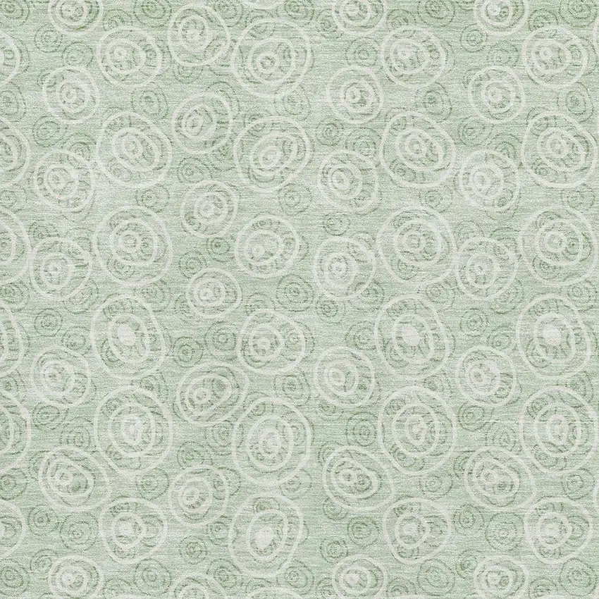 Mint Green And Ivory Polka Dot Washable Area Rug With UV Protection Photo 3