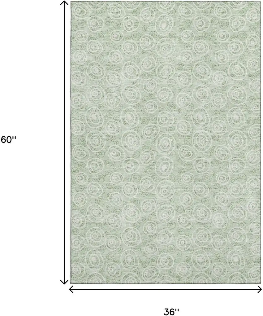 Mint Green And Ivory Polka Dot Washable Area Rug With UV Protection Photo 3