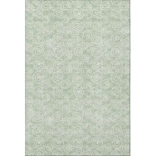 Mint Green And Ivory Polka Dot Washable Area Rug With UV Protection Photo 4