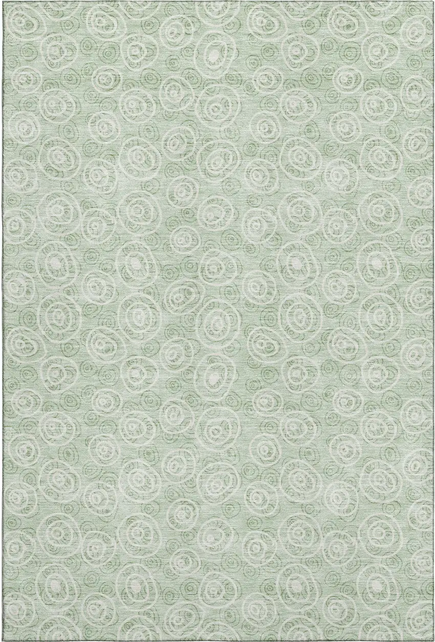 Mint Green And Ivory Polka Dot Washable Area Rug With UV Protection Photo 1