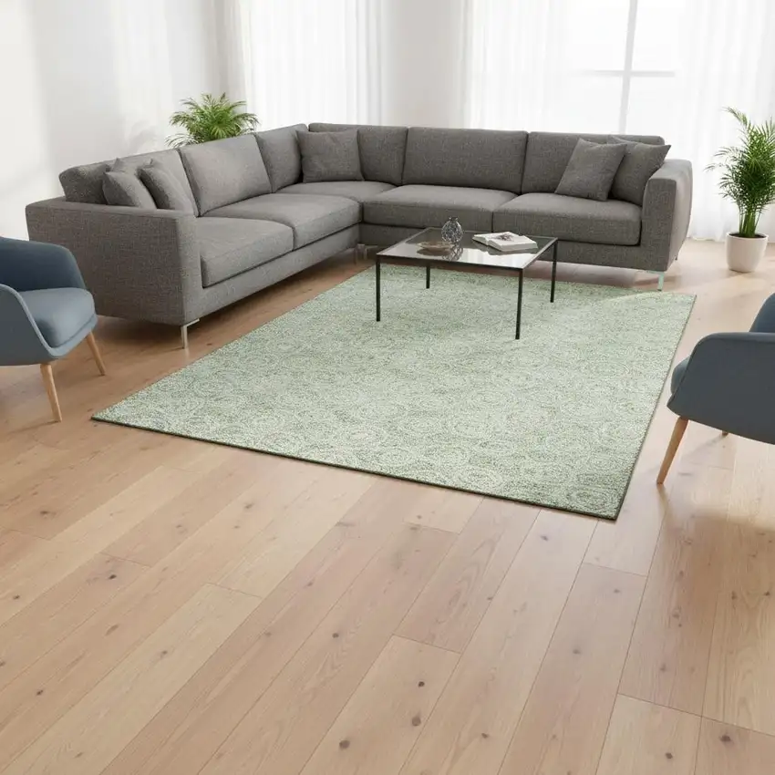 Mint Green And Ivory Polka Dot Washable Area Rug With UV Protection Photo 2