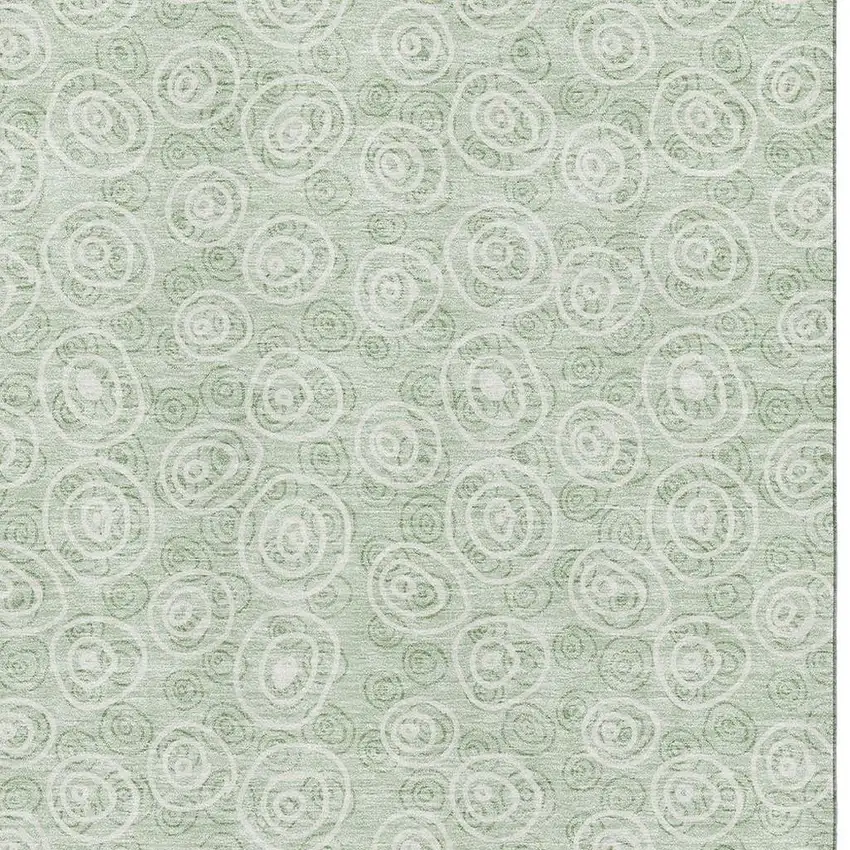 Mint Green And Ivory Polka Dot Washable Area Rug With UV Protection Photo 3