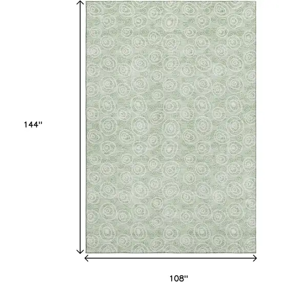 Mint Green And Ivory Polka Dot Washable Area Rug With UV Protection Photo 3