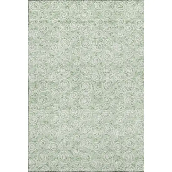 Mint Green And Ivory Polka Dot Washable Area Rug With UV Protection Photo 1