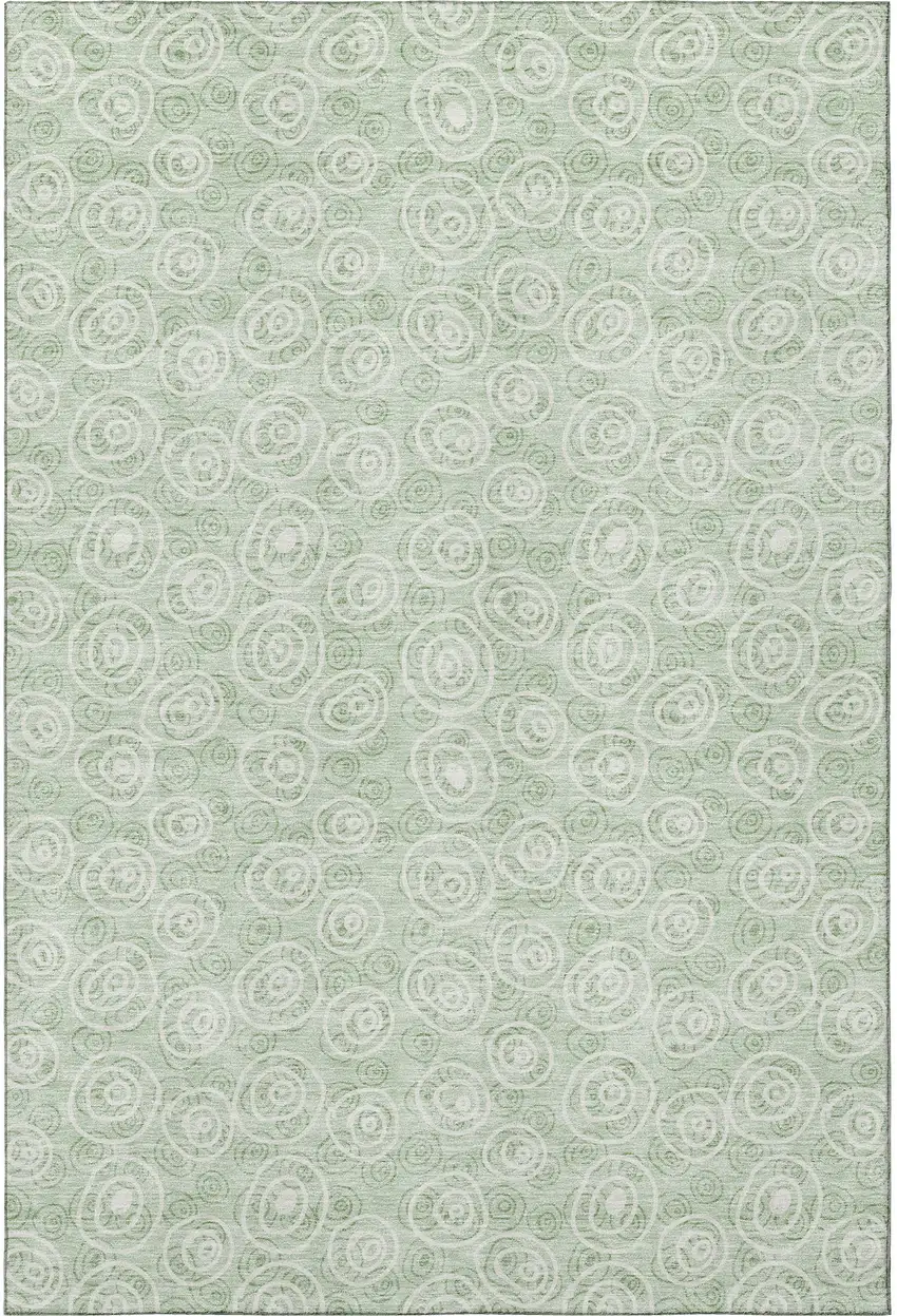 Mint Green And Ivory Polka Dot Washable Area Rug With UV Protection Photo 4