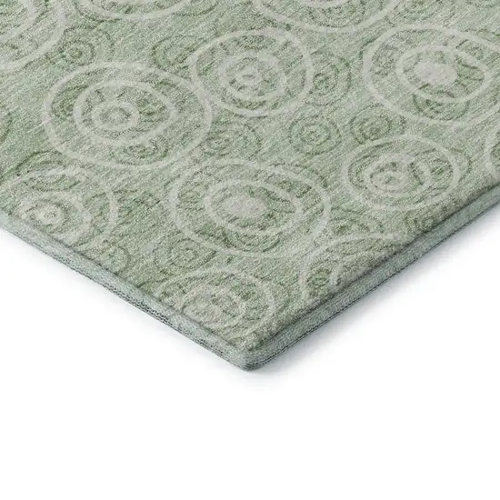 Mint Green And Ivory Polka Dot Washable Area Rug With UV Protection Photo 8