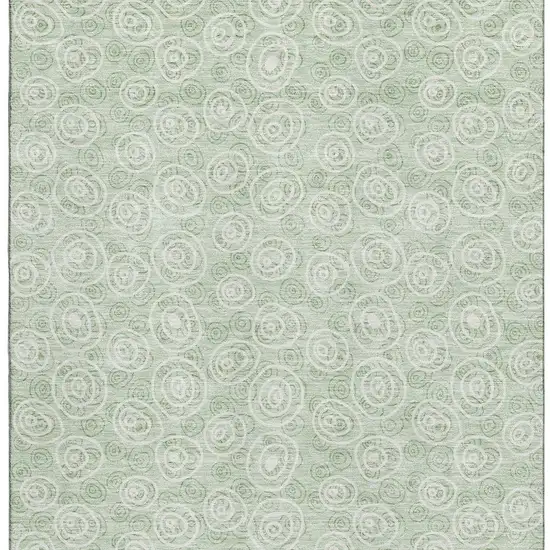 Mint Green And Ivory Polka Dot Washable Area Rug With UV Protection Photo 3
