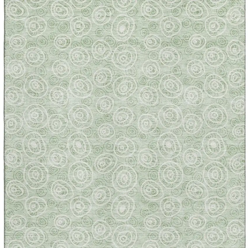 Mint Green And Ivory Polka Dot Washable Area Rug With UV Protection Photo 3