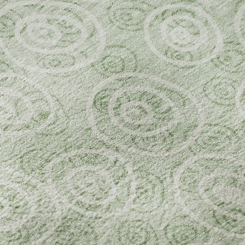 Mint Green And Ivory Polka Dot Washable Area Rug With UV Protection Photo 9
