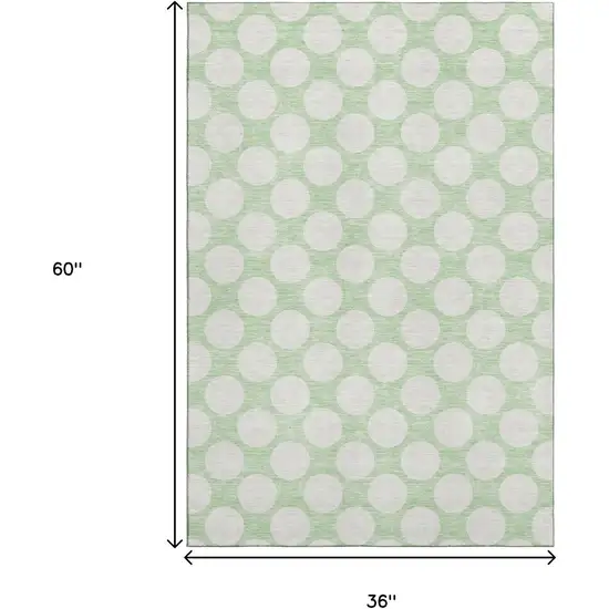 Mint Green And Ivory Polka Dot Washable Area Rug With UV Protection Photo 3