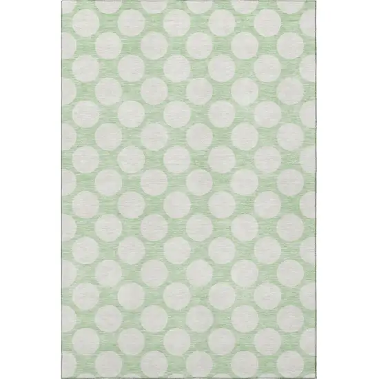 Mint Green And Ivory Polka Dot Washable Area Rug With UV Protection Photo 4
