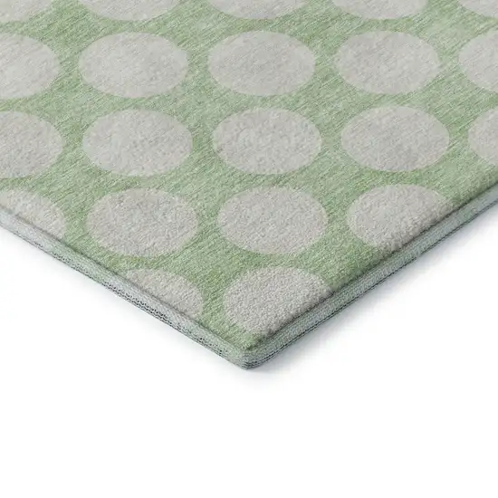 Mint Green And Ivory Polka Dot Washable Area Rug With UV Protection Photo 9