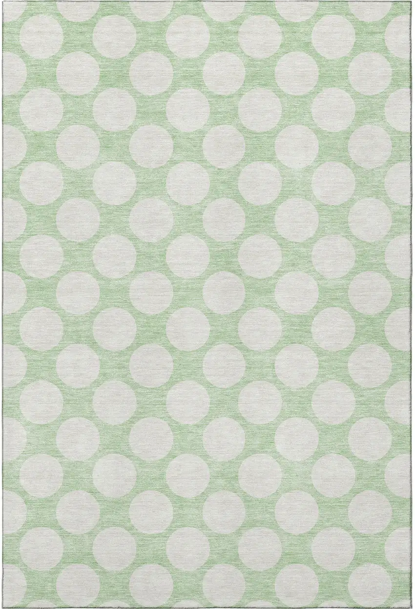 Mint Green And Ivory Polka Dot Washable Area Rug With UV Protection Photo 4