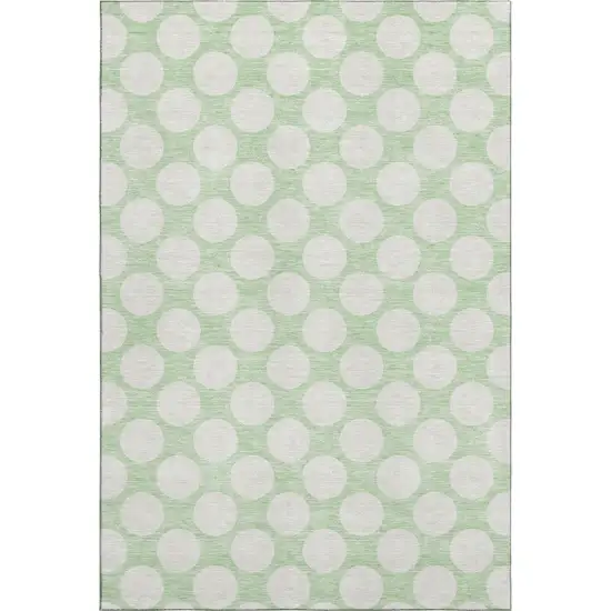 Mint Green And Ivory Polka Dot Washable Area Rug With UV Protection Photo 1
