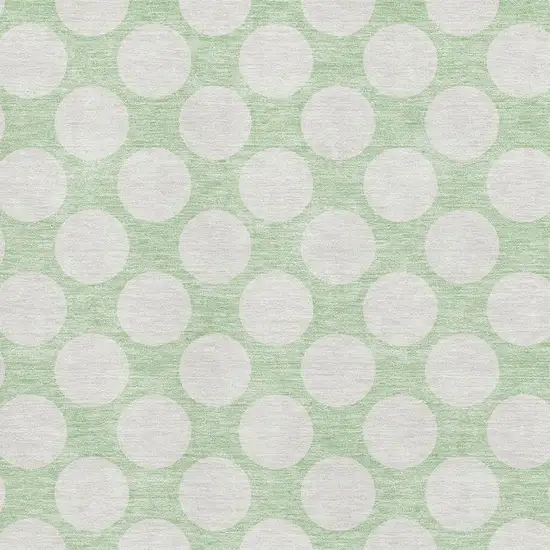 Mint Green And Ivory Polka Dot Washable Area Rug With UV Protection Photo 3