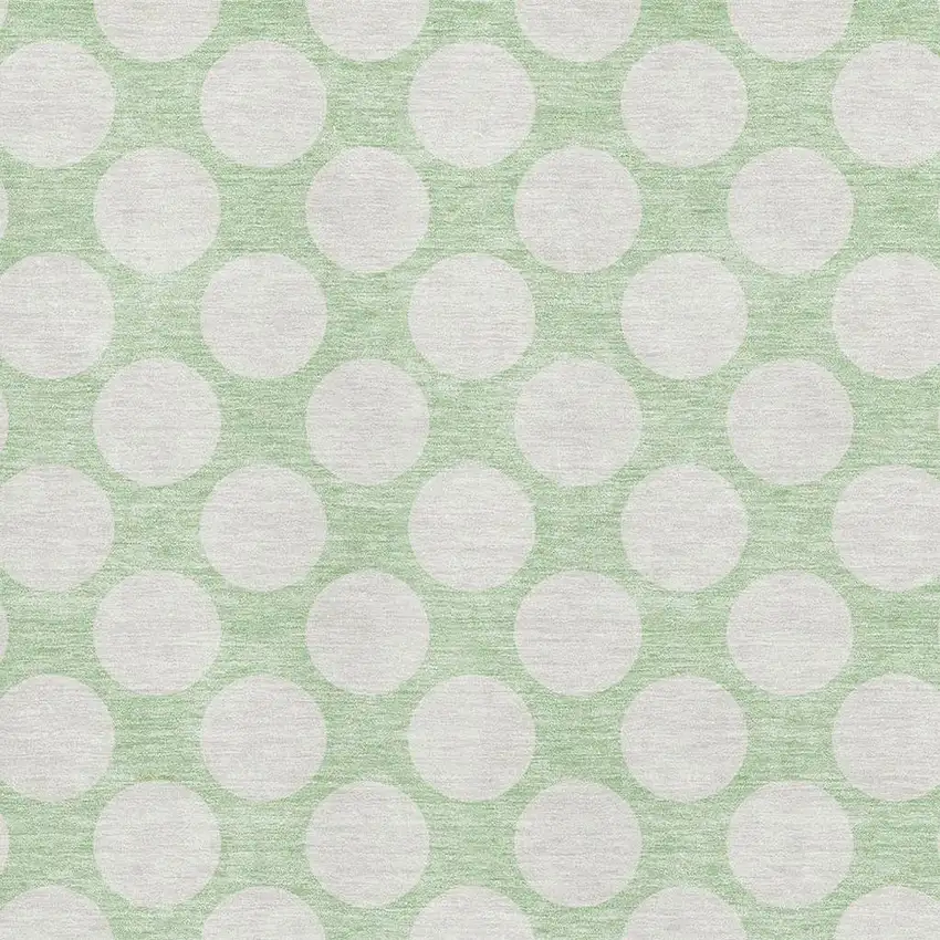 Mint Green And Ivory Polka Dot Washable Area Rug With UV Protection Photo 3