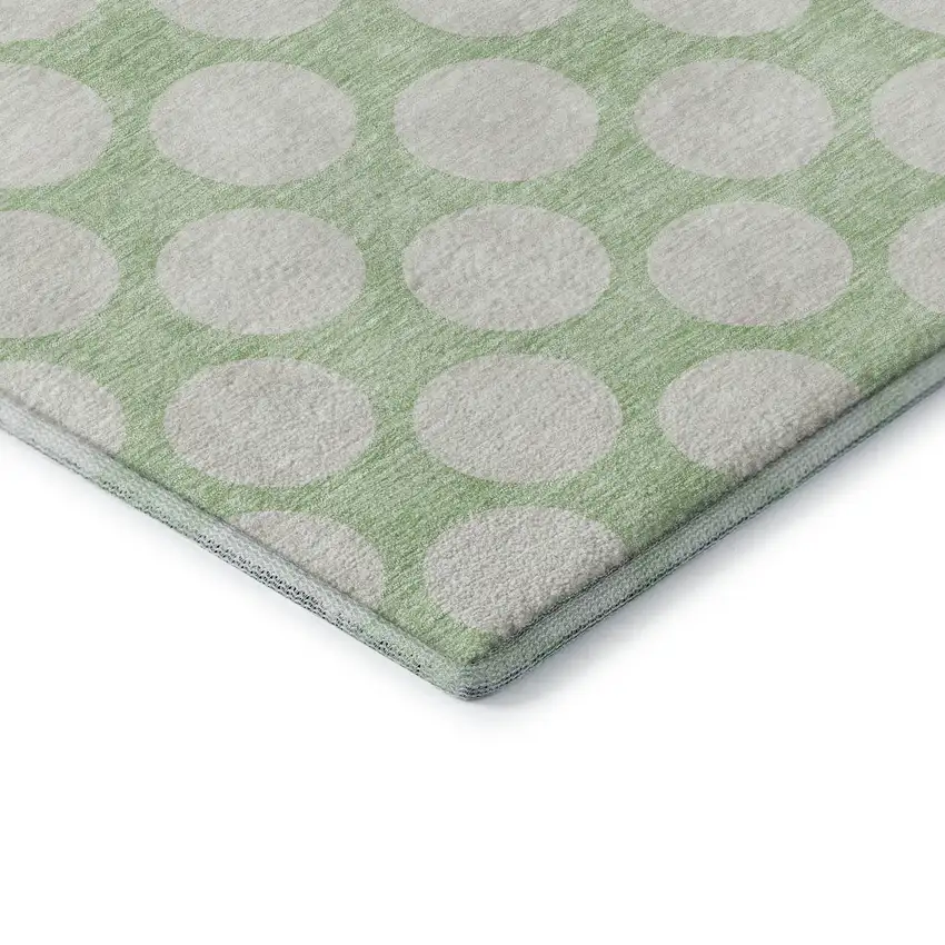 Mint Green And Ivory Polka Dot Washable Area Rug With UV Protection Photo 8