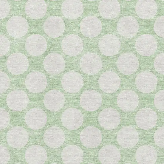 Mint Green And Ivory Polka Dot Washable Area Rug With UV Protection Photo 3