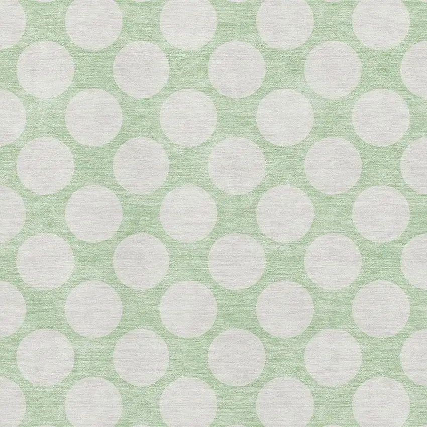 Mint Green And Ivory Polka Dot Washable Area Rug With UV Protection Photo 3