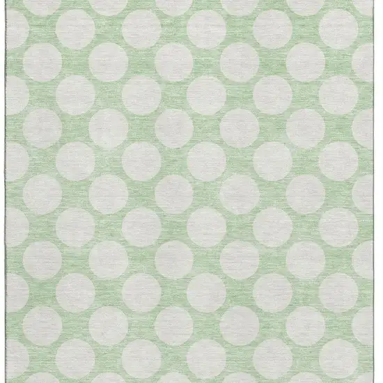 Mint Green And Ivory Polka Dot Washable Area Rug With UV Protection Photo 4