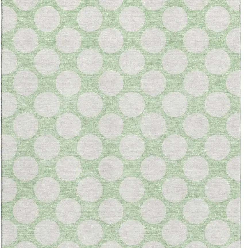 Mint Green And Ivory Polka Dot Washable Area Rug With UV Protection Photo 4