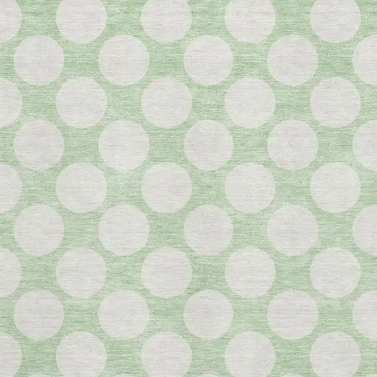 Mint Green And Ivory Polka Dot Washable Area Rug With UV Protection Photo 3