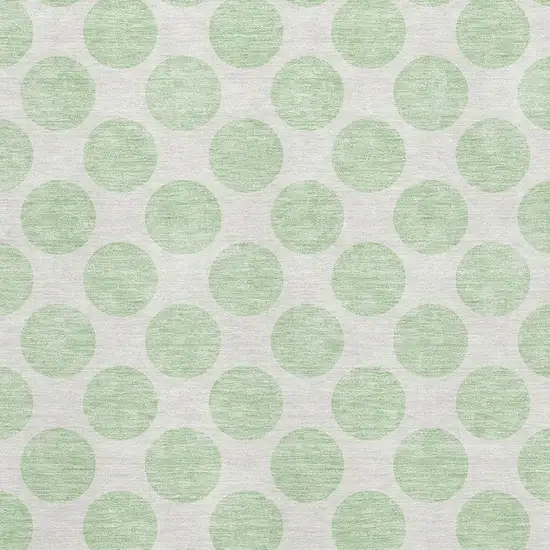 Mint Green And Ivory Polka Dot Washable Area Rug With UV Protection Photo 2