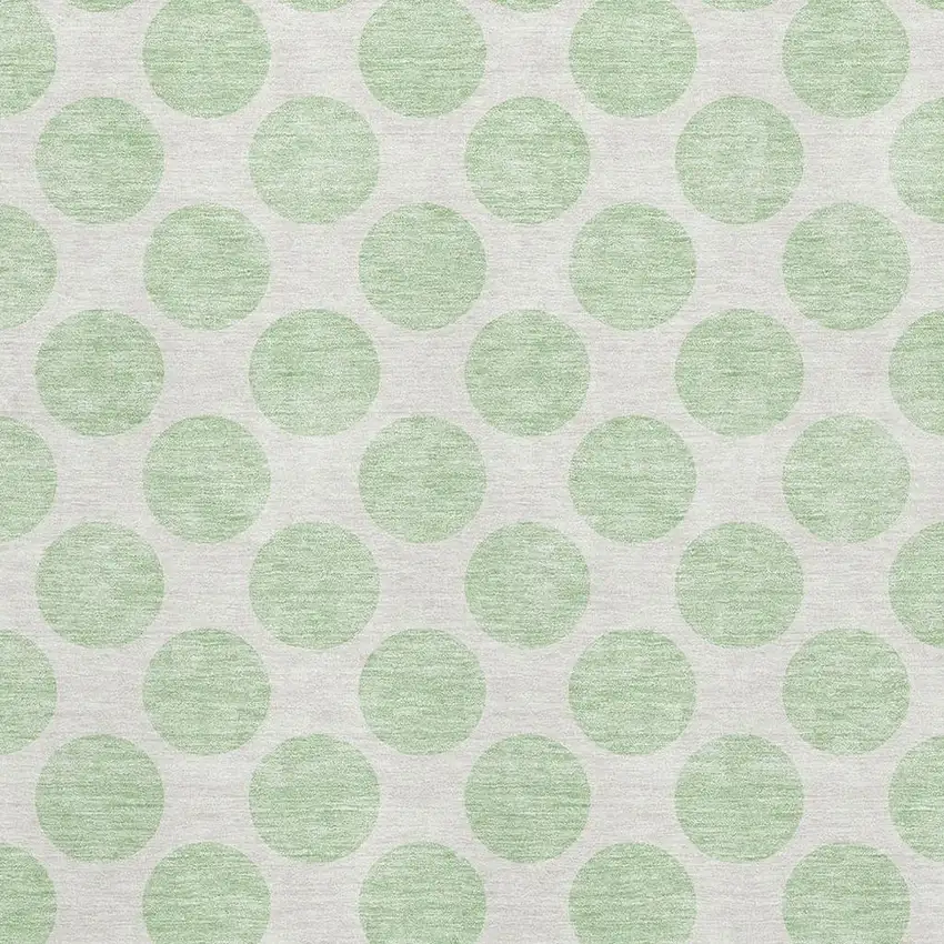 Mint Green And Ivory Polka Dot Washable Area Rug With UV Protection Photo 2