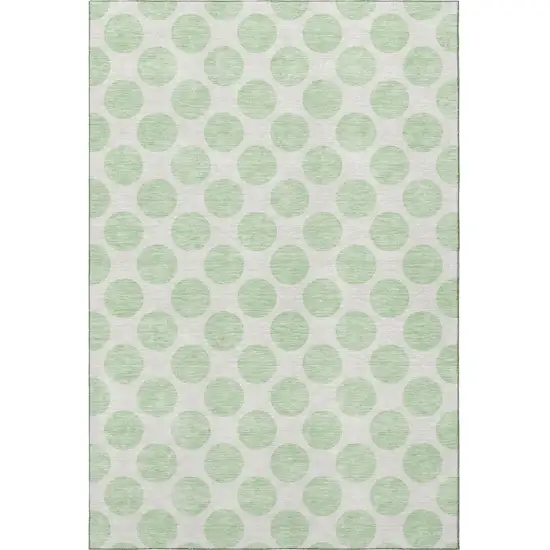 Mint Green And Ivory Polka Dot Washable Area Rug With UV Protection Photo 3
