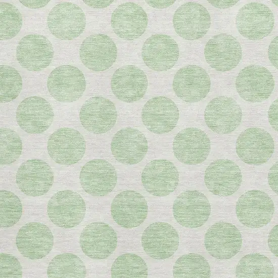 Mint Green And Ivory Polka Dot Washable Area Rug With UV Protection Photo 2
