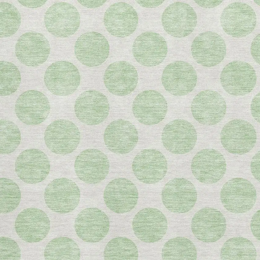 Mint Green And Ivory Polka Dot Washable Area Rug With UV Protection Photo 2