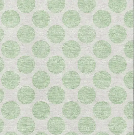 Mint Green And Ivory Polka Dot Washable Area Rug With UV Protection Photo 2