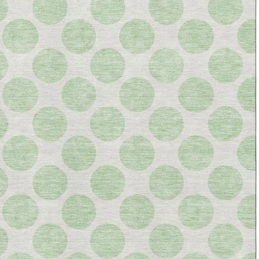 Mint Green And Ivory Polka Dot Washable Area Rug With UV Protection Photo 2