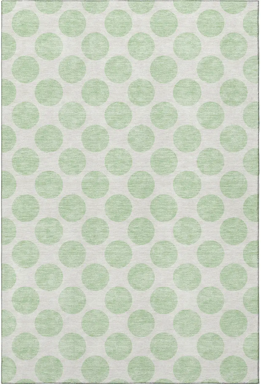 Mint Green And Ivory Polka Dot Washable Area Rug With UV Protection Photo 3