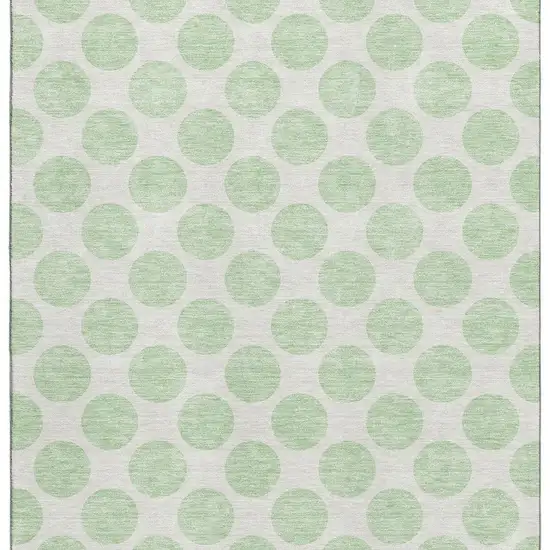 Mint Green And Ivory Polka Dot Washable Area Rug With UV Protection Photo 2