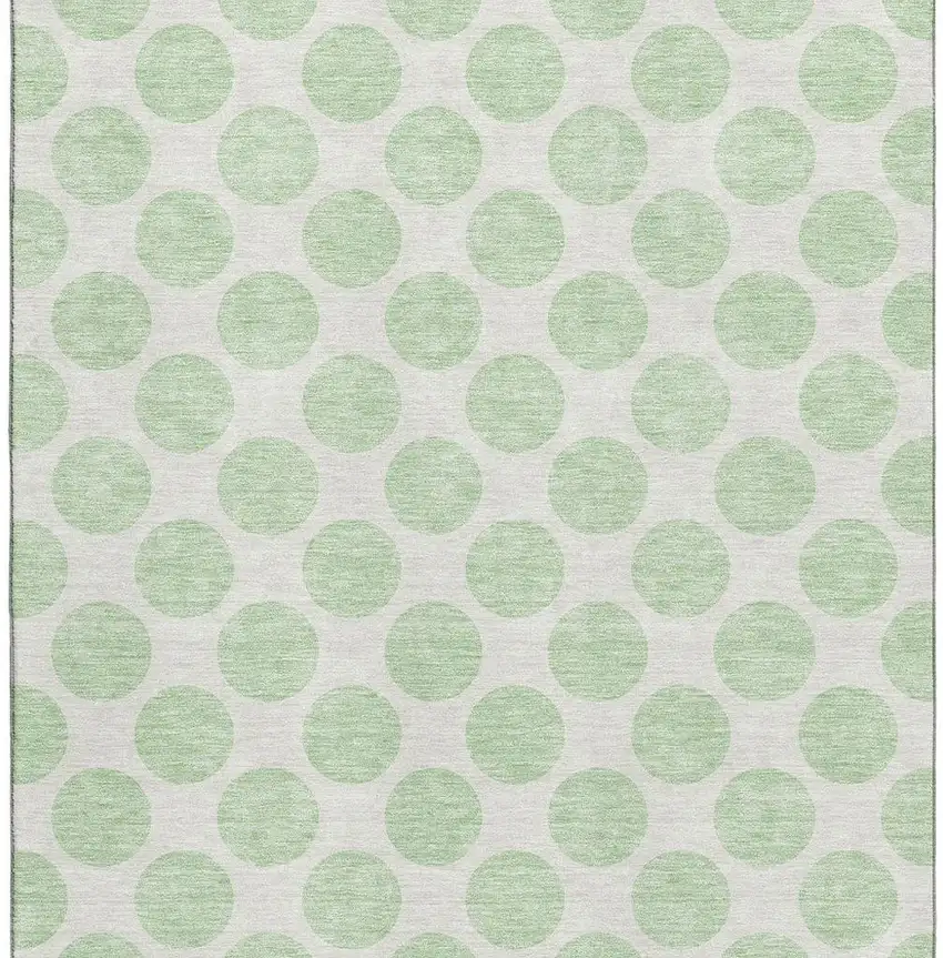 Mint Green And Ivory Polka Dot Washable Area Rug With UV Protection Photo 2