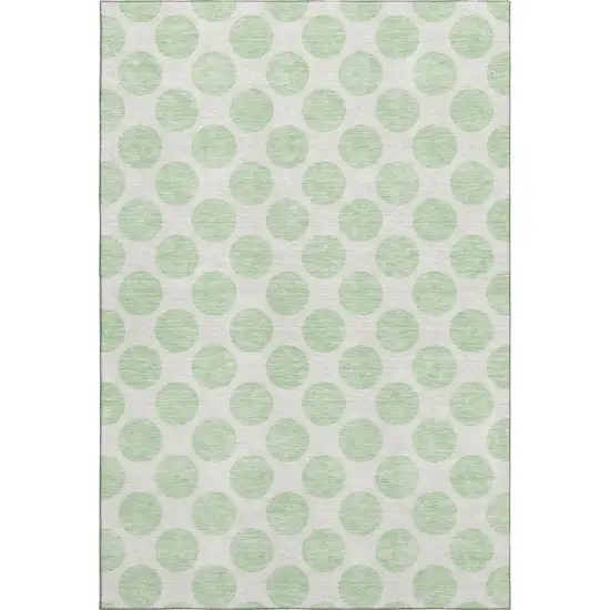 Mint Green And Ivory Polka Dot Washable Area Rug With UV Protection Photo 1