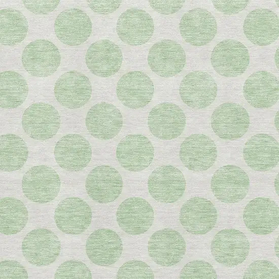 Mint Green And Ivory Polka Dot Washable Area Rug With UV Protection Photo 2