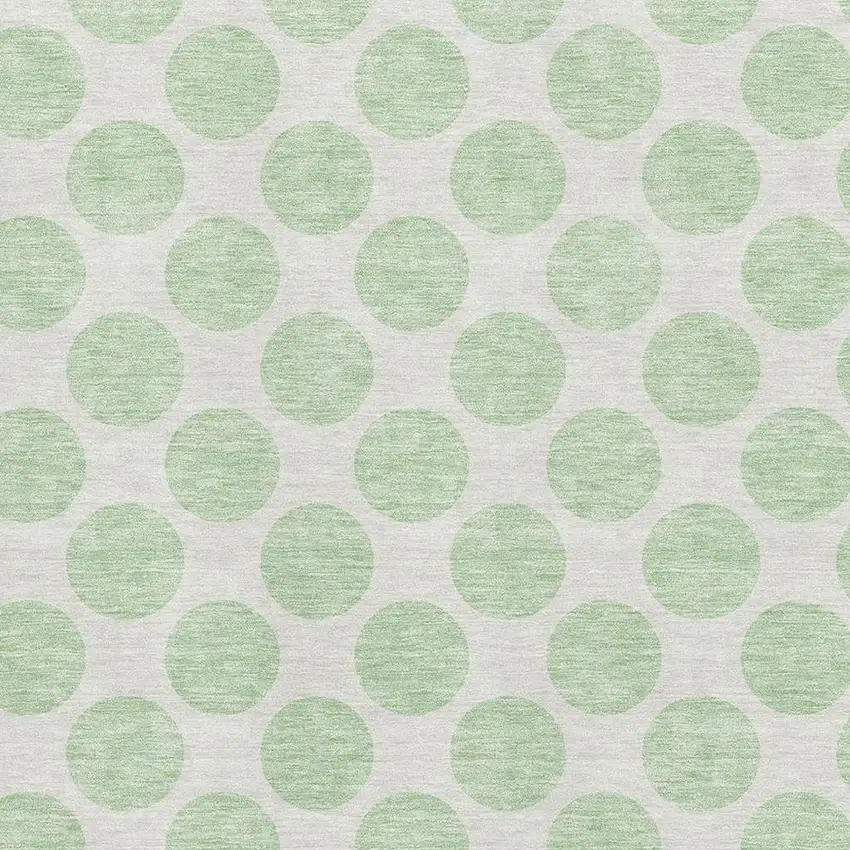 Mint Green And Ivory Polka Dot Washable Area Rug With UV Protection Photo 2