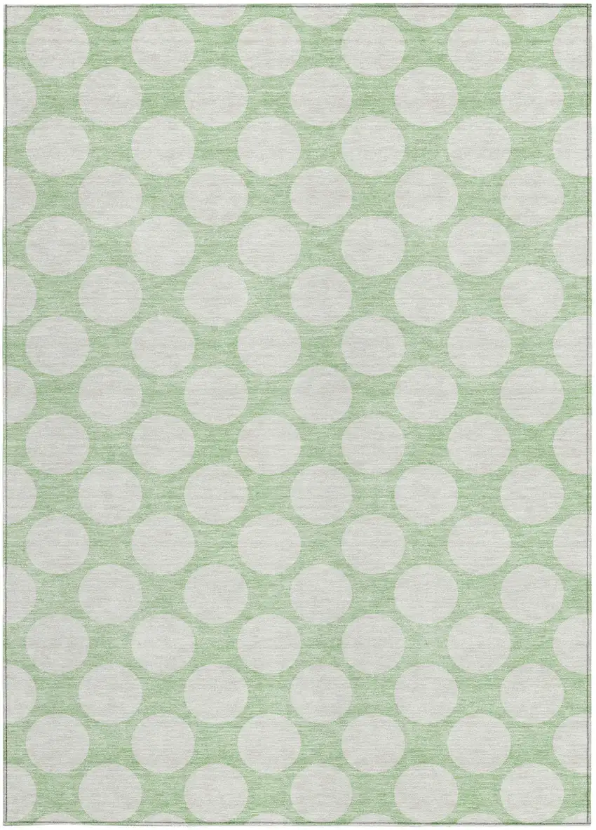Mint Green And Ivory Polka Dot Washable Indoor Outdoor Area Rug Photo 6