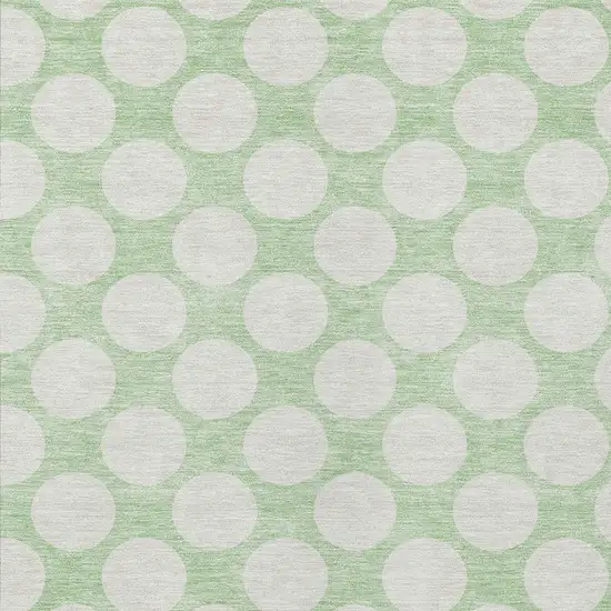 Mint Green And Ivory Polka Dot Washable Indoor Outdoor Area Rug Photo 6