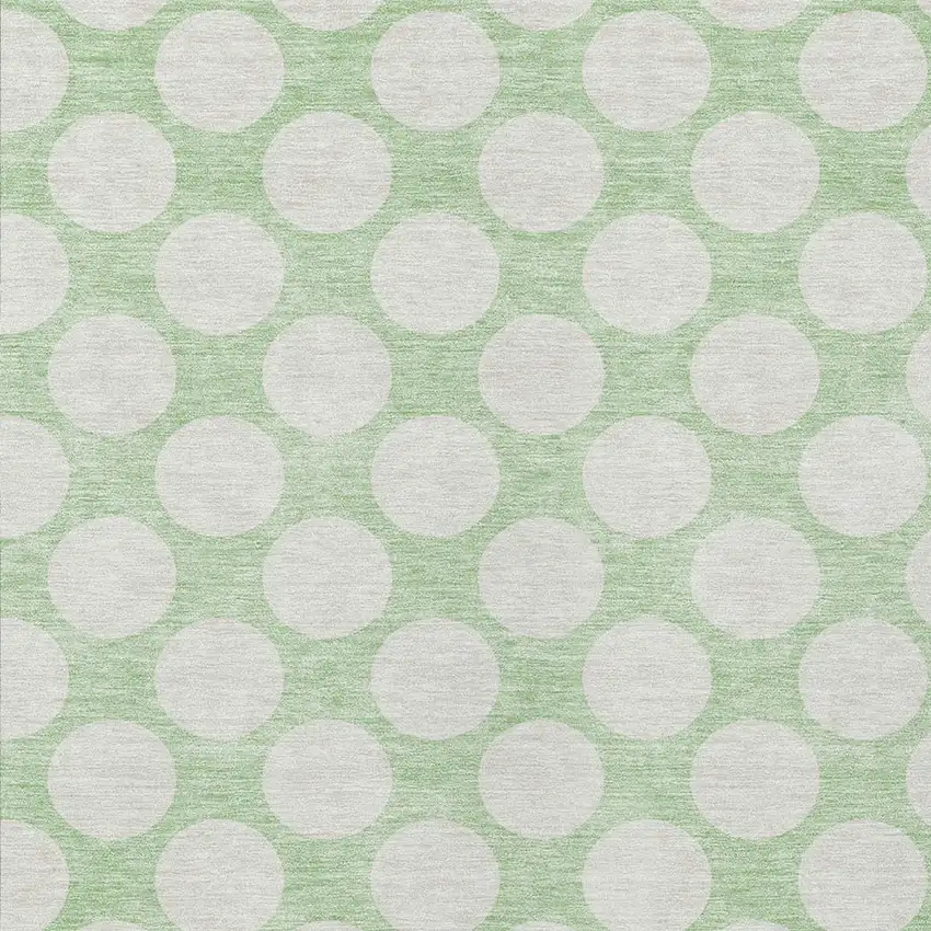 Mint Green And Ivory Polka Dot Washable Indoor Outdoor Area Rug Photo 6