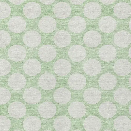 Mint Green And Ivory Polka Dot Washable Indoor Outdoor Area Rug Photo 6