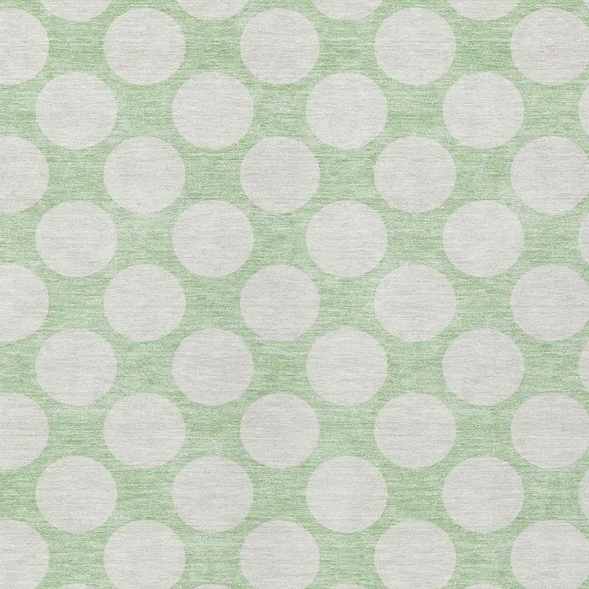 Mint Green And Ivory Polka Dot Washable Indoor Outdoor Area Rug Photo 6