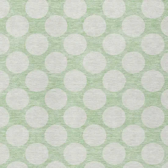 Mint Green And Ivory Polka Dot Washable Indoor Outdoor Area Rug Photo 6