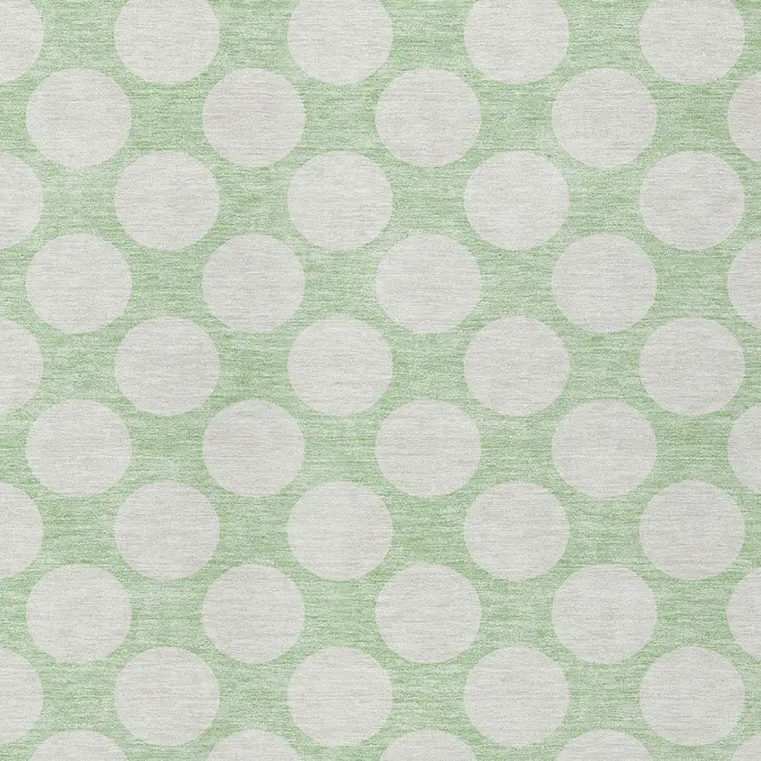 Mint Green And Ivory Polka Dot Washable Indoor Outdoor Area Rug Photo 6