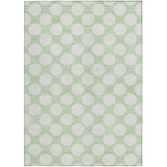 Mint Green And Ivory Polka Dot Washable Indoor Outdoor Area Rug Photo 5