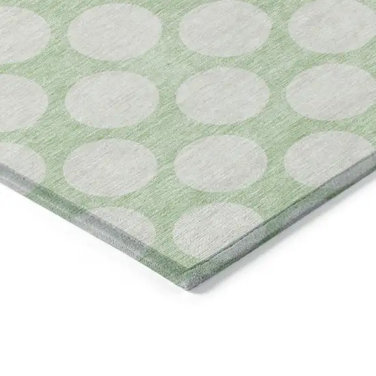 Mint Green And Ivory Polka Dot Washable Indoor Outdoor Area Rug Photo 3